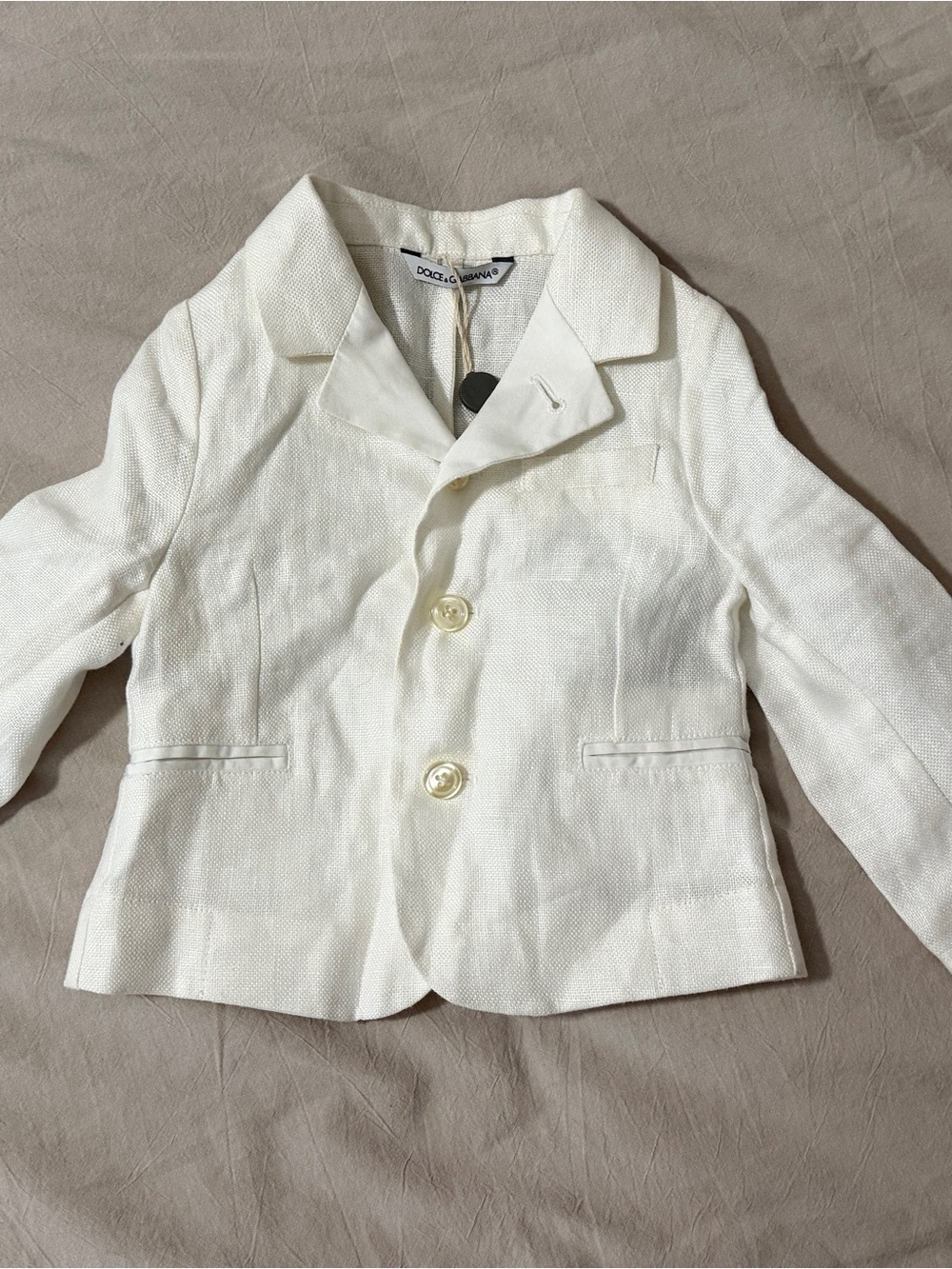 Dolce & Gabbana White Linen Blazer Jacket